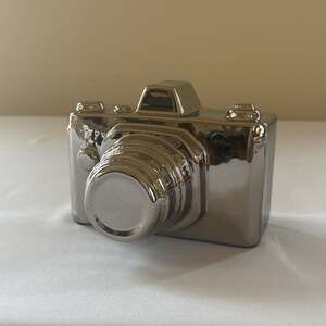 Pier 1 Metallic Silver Ceramic Retro 35mm Camera Decorative Sculpture